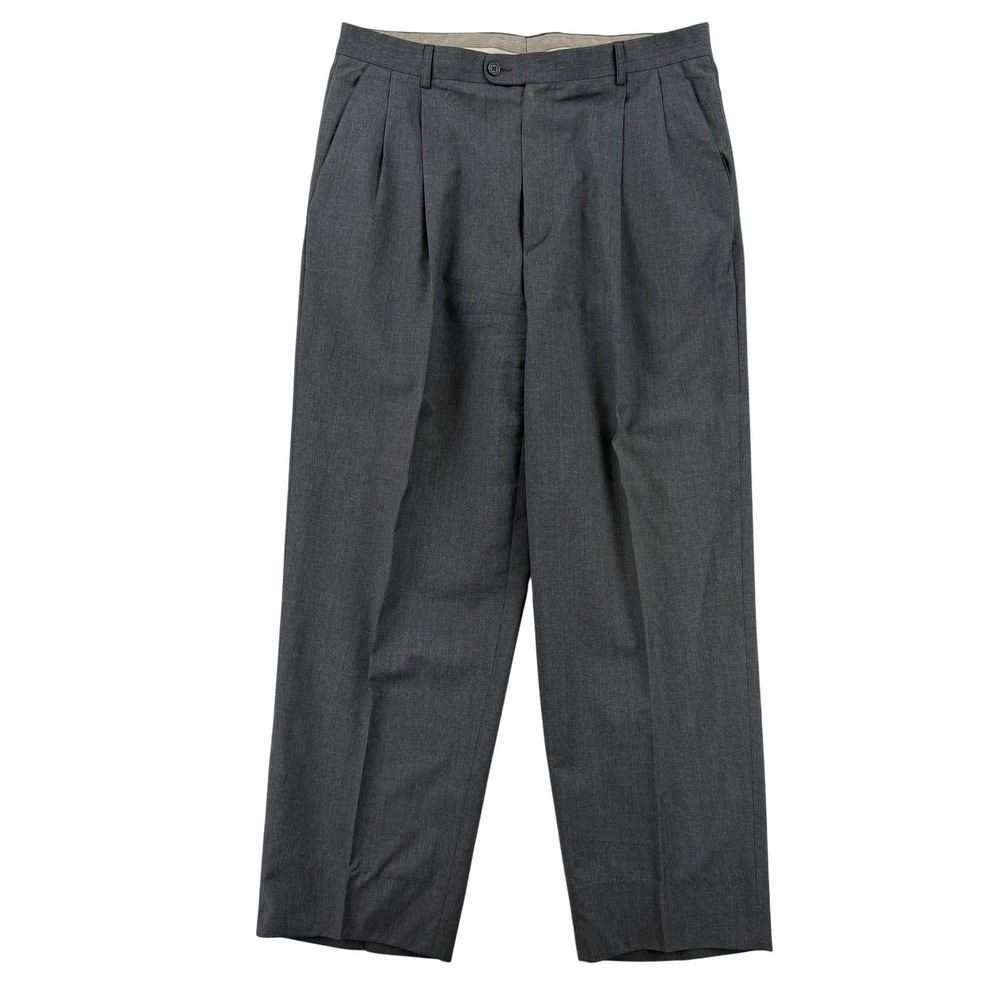 Bullock & Jones Dress Pants Mens 36x28 Gray Classic Fit Wool Lined Italy Zanella